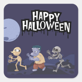Fun Halloween Goblins Trick-or-Treat Sticker Fyrkantigt Klistermärke