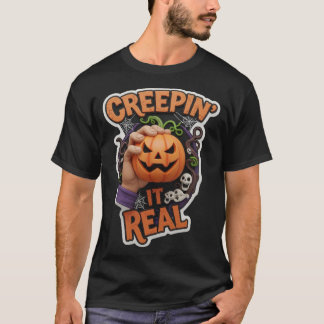 Fun Halloween graphic with jackolantern hand spook T Shirt