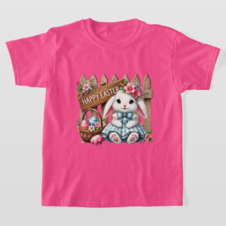 Fun Happy Easter bunny girls T Shirt