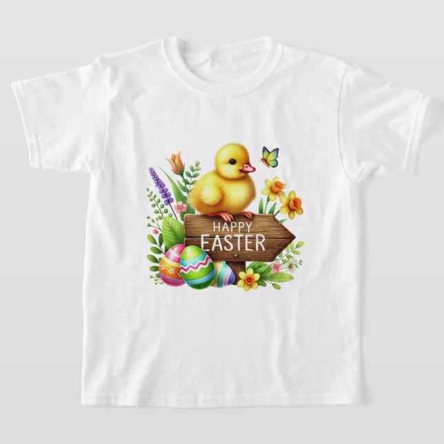 Fun Happy Easter chick T Shirt (Laydown)