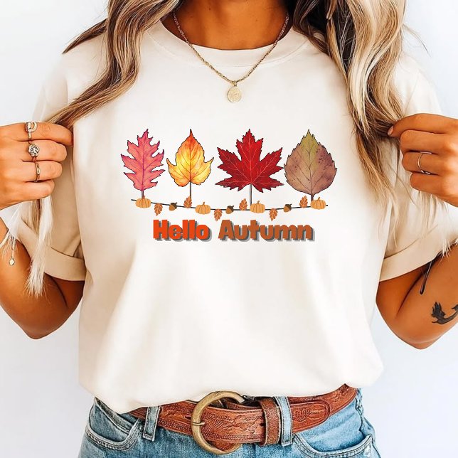 Fun "Hello Autumn" Sweater  T Shirt (Skapare uppladdad)