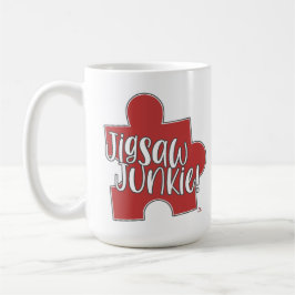 Fun Jigsaw Junkie Puzzle Hobby Logo Design Kaffemugg