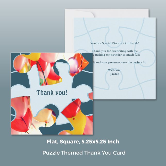 Fun Jigsaw Puzzle Kids Birthday Thank You Card Tack Kort (Fun Jigsaw Puzzle Kids Birthday Thank You Card, 5.25x5.25 Inch)