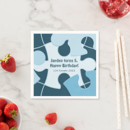 Fun Jigsaw Puzzle Kids Happy Birthday Name Blue Pappersservett