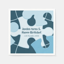 Fun Jigsaw Puzzle Kids Happy Birthday Name Blue Pappersservett