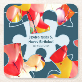 Fun Jigsaw Puzzle Kids Happy Birthday Name Underlägg Papper Kvadrat