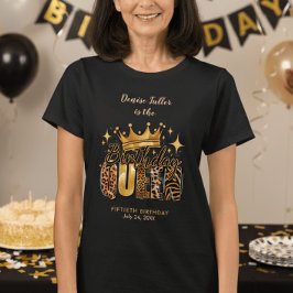 Fun Leopard Birthday Queen Fifty Birthday T Shirt