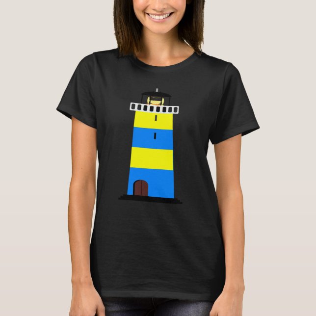 FUN LIGHTHOUSE BLUE AND YELLOW LIGHT HOUSE SAFETY  T SHIRT (Framsida)