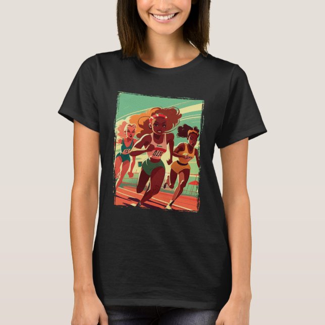 Fun Long Distance Female Runner Cross Country and  T Shirt (Framsida)