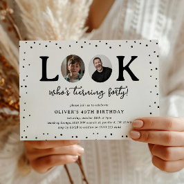 Fun Look's Who's 40' 2 x photo 40th Birthday Inbjudningar