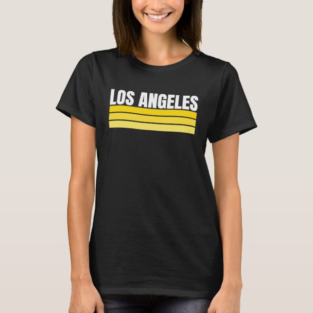 Fun Los Angeles Royal Blue Yellow Retro Striped Ho T Shirt (Framsida)