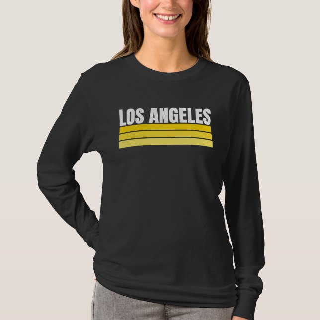 Fun Los Angeles Royal Blue Yellow Retro Striped Ho T Shirt (Framsida)