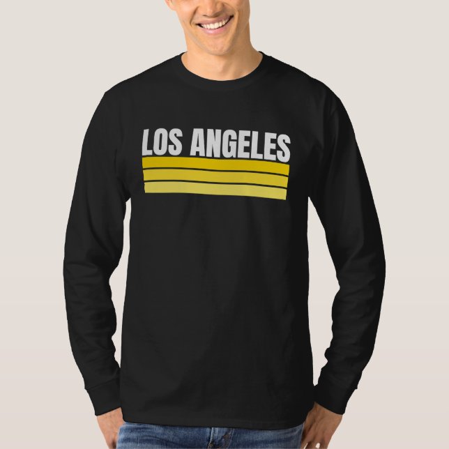 Fun Los Angeles Royal Blue Yellow Retro Striped Ho T Shirt (Framsida)