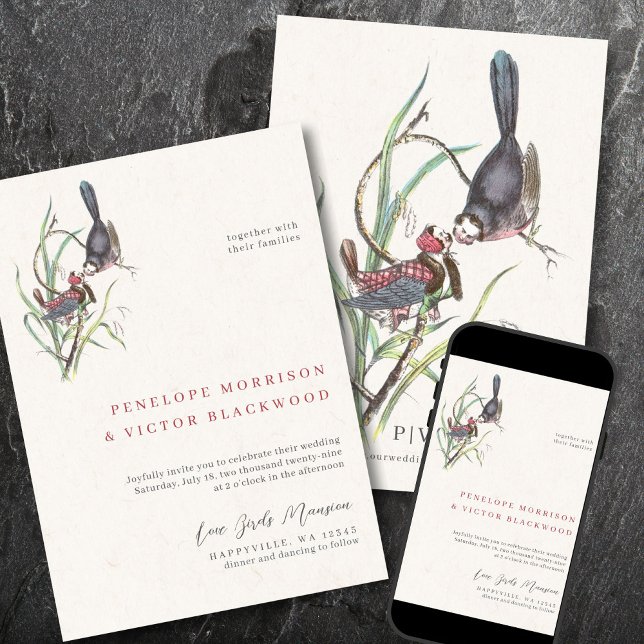 Fun Love Birds Wedding Inbjudningar (Skapare uppladdad)