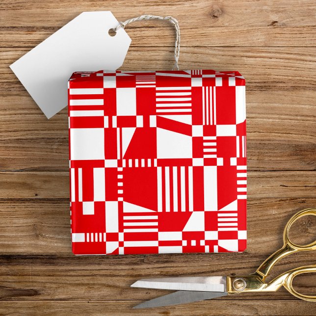 Fun Modern Checkered Red & White Wrapping Paper Presentpapper (Skapare uppladdad)