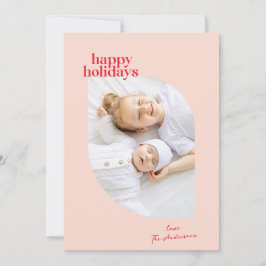 Fun Modern Retro Peppermint Shape Christmas Photo Julkort