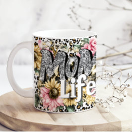 Fun Mom Life Floral Animal Print Coffee Mug Kaffemugg