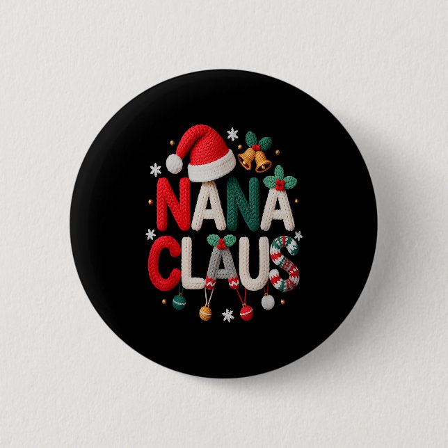 Fun Nana Claus Santa Claus Grandma Family Matching Knapp (Framsida)