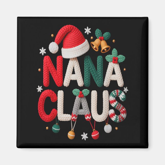 Fun Nana Claus Santa Claus Grandma Family Matching Magnet (Framsidan)