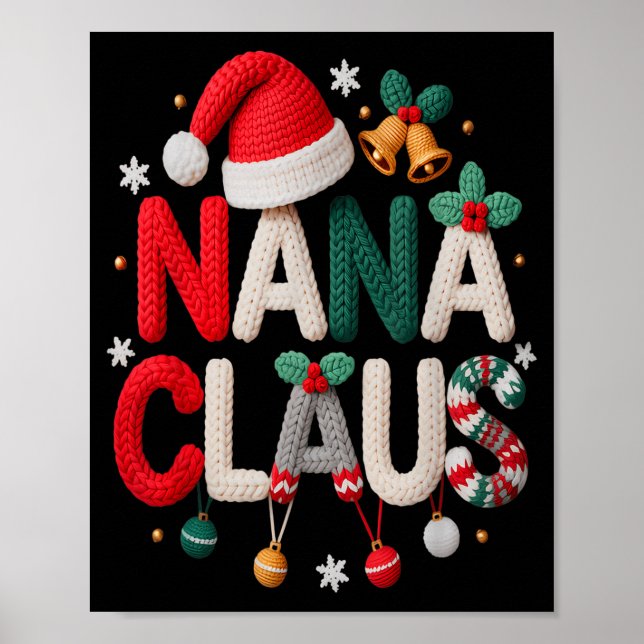 Fun Nana Claus Santa Claus Grandma Family Matching Poster (Framsidan)