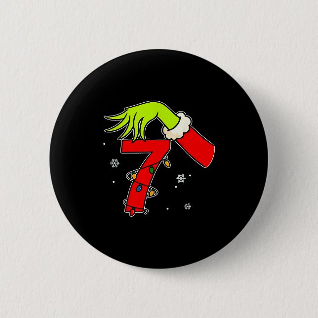 Fun Number 7 Christmas 67 Six Seven Meme Xmas Men  Knapp (Framsida)