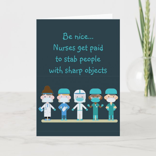 Fun Nurse Doctor Stab People Sharp Objects Quote  Kort (Framsida)