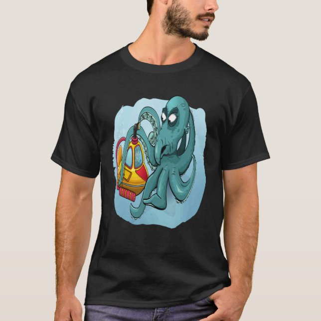 FUN OCTOPUS OCTOPUS DIVER PERISCOPE UNDERWATER SUB T SHIRT (Framsida)