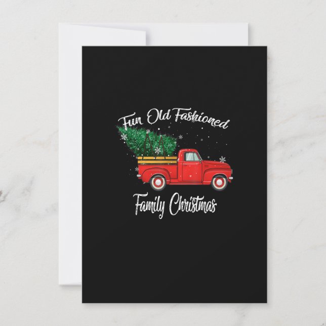 Fun Old Fashioned Family Christmas Tree Oldtimer R Inbjudningar (Framsida)