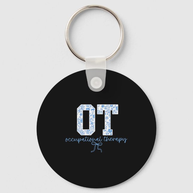 Fun Ot Occupational Therapy Blue Coquette Bow Ot T Nyckelring (Framsida)