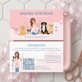 Fun Pampered Pet Dog Groomer Professional Stylist Visitkort