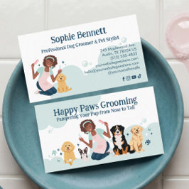 Fun Pampered Pet Dog Groomer Professional Stylist  Visitkort