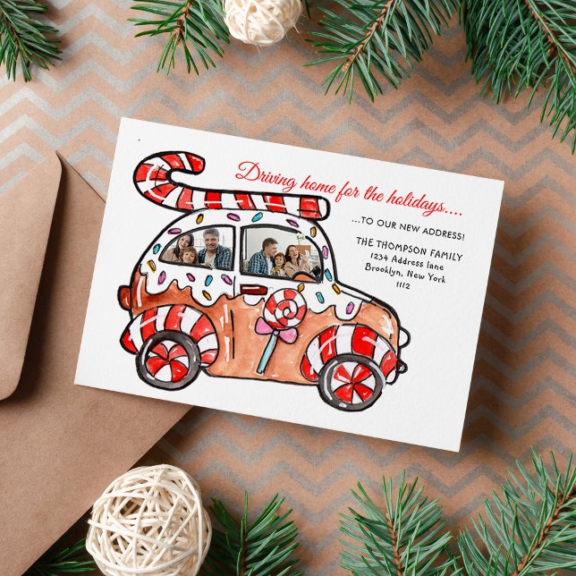 Fun Photo Gingerbread Car New Home for the Julkort (Skapare uppladdad)