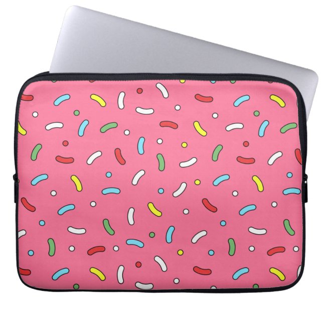 Fun Pink Candy Sprinkles Pattern Laptop Fodral (Framsidan)