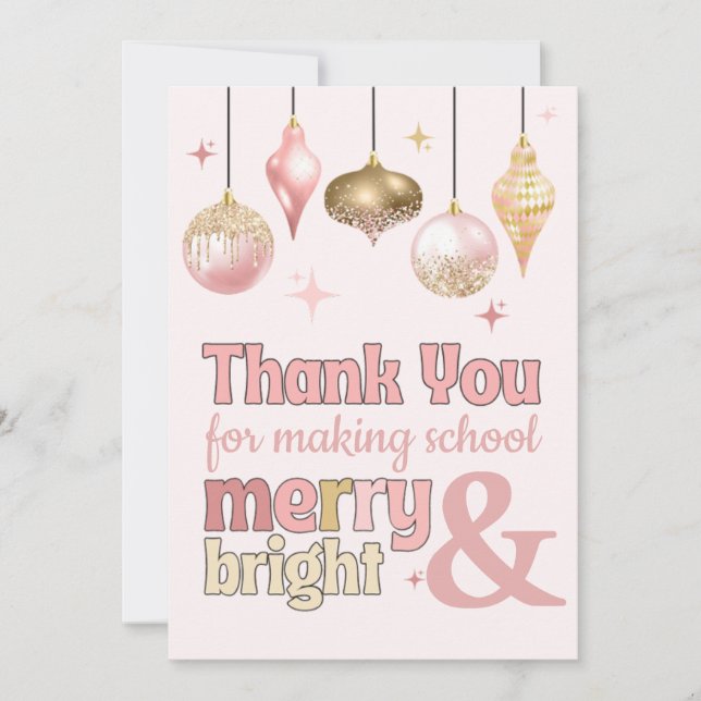 Fun Pink Gold Christmas Thank You Gift Card Holder Inbjudningar (Framsida)