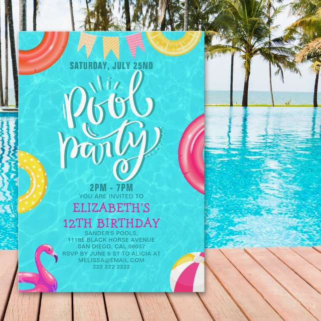 Fun Pool Party Birthday Invitation – Summer Splash Inbjudningar (Skapare uppladdad)