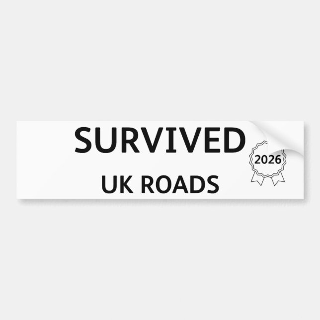 Fun Pothole Bumper Sticker SURVIVED UK ROADS 2026 Bildekal (Framsidan)