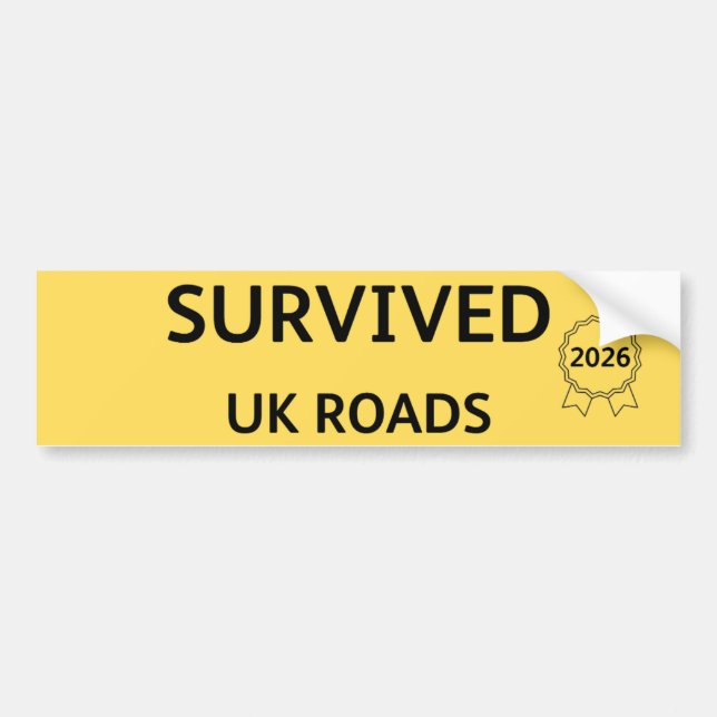 Fun Pothole Bumper Sticker SURVIVED UK ROADS 2026 Bildekal (Framsidan)