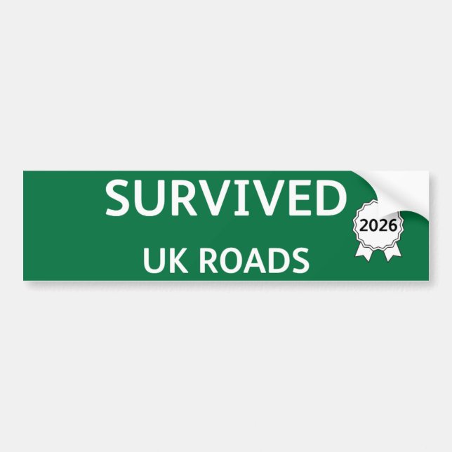 Fun Pothole Bumper Sticker SURVIVED UK ROADS 2026 Bildekal (Framsidan)