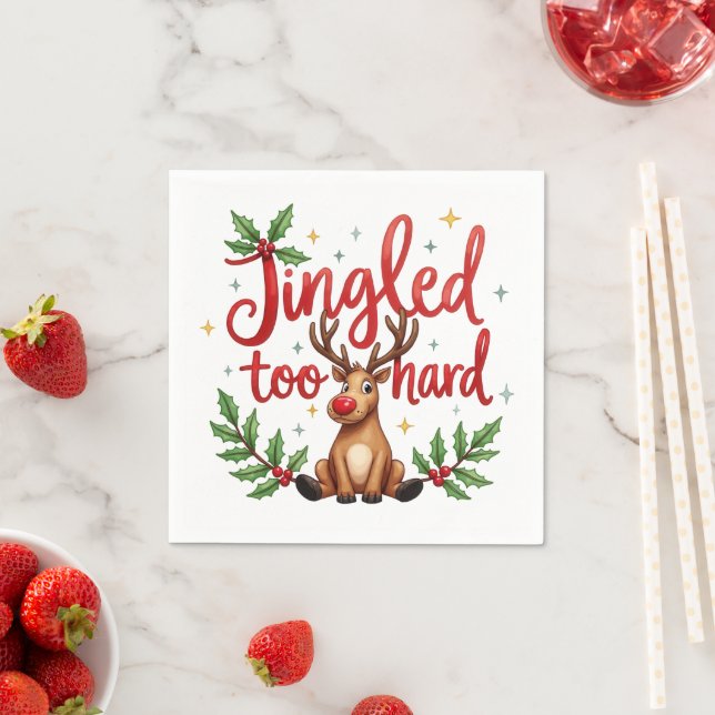 Fun Quote Jingled Too Hard Reindeer Christmas  Pappersservett (Insitu)