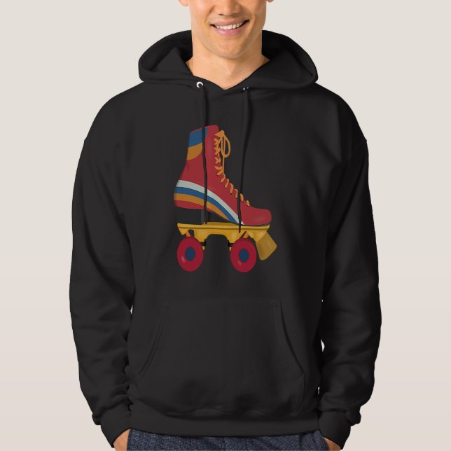 Fun Retro Roller Skating 70s 80s Derby Skate Party Hoodie (Framsida)