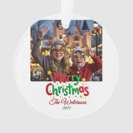 Fun Retro Script Merry Christmas Letterpress Photo