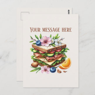 Fun sandwich shop add message business name vykort