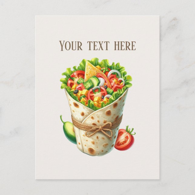 Fun sandwich wrap add message business name vykort (Framsida)