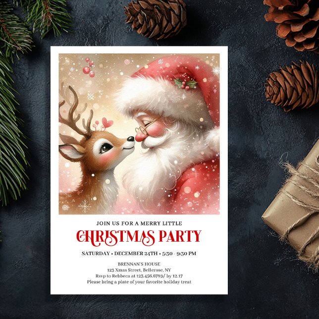 Fun Santa Rudolph Family Christmas Invitation Inbjudningar (Fun Santa Rudolph Family Christmas Invitation)