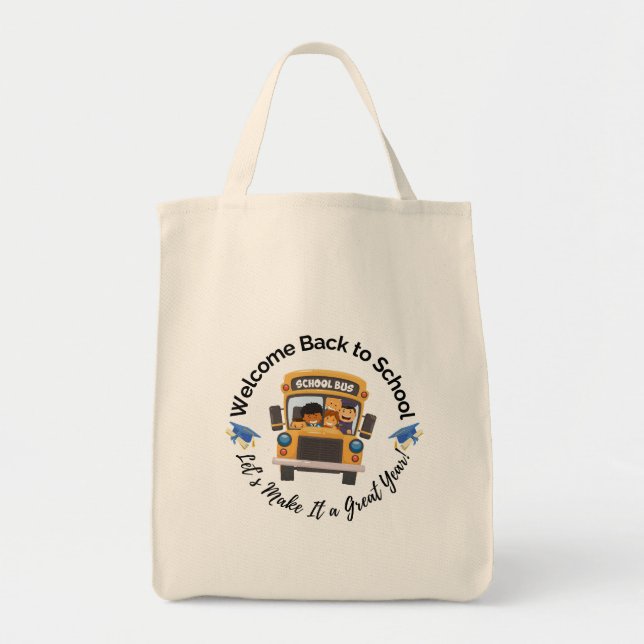Fun School Bus Tote for Kids Tygkasse (Framsidan)