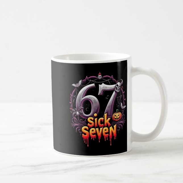 Fun Six Seven 6 7 Meme Design Fun Sick Seven Hallo Kaffemugg (Höger)