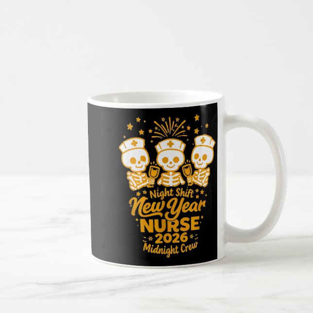 Fun Skeleton Er Icu Nurse Night Shift Crew New Yea Kaffemugg (Höger)