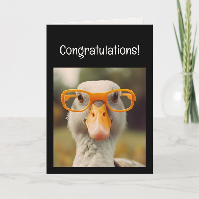 Fun Smart Goose Glasses Congratulations! Grad Kort (Framsida)