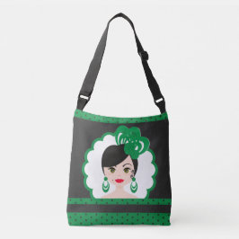 Fun Spanish Flamenca Doll in Green and Black Axelväska