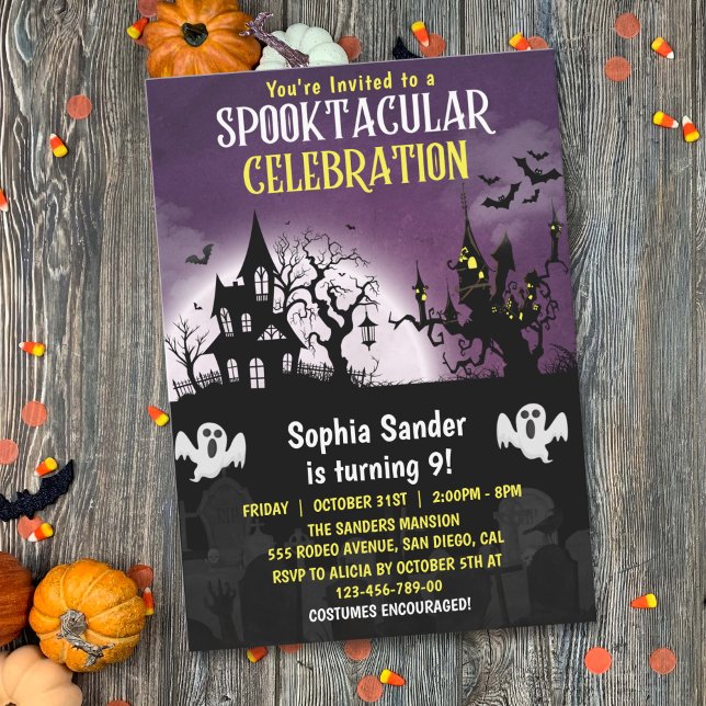 Fun Spooktacular Birthday KIds Halloween Inbjudningar (Skapare uppladdad)